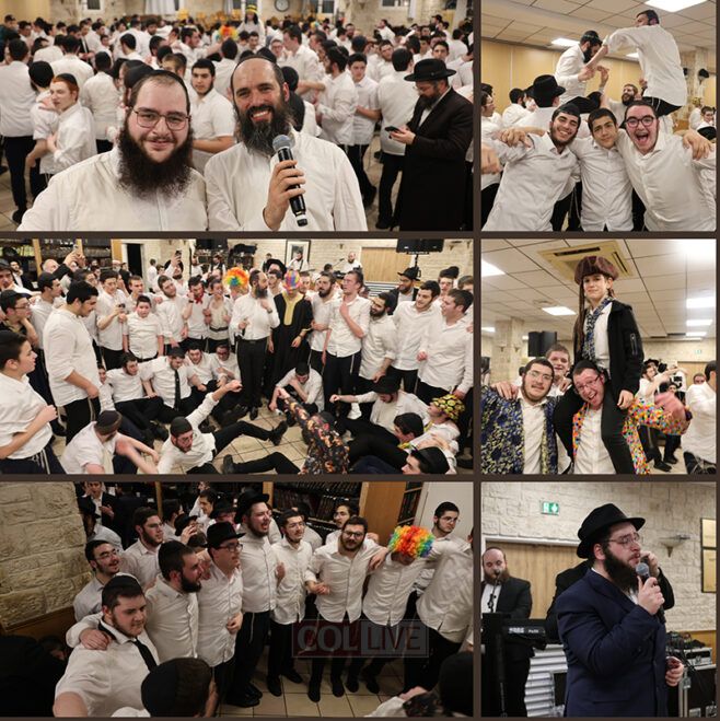 Singers Lead Adar Dancing at Brunoy Yeshiva