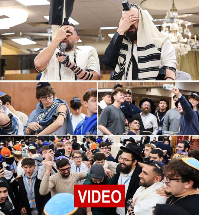 Freed Hostage Leads Emotional Shema in 770 Freed Hostage Leads Emotional Shema in 770