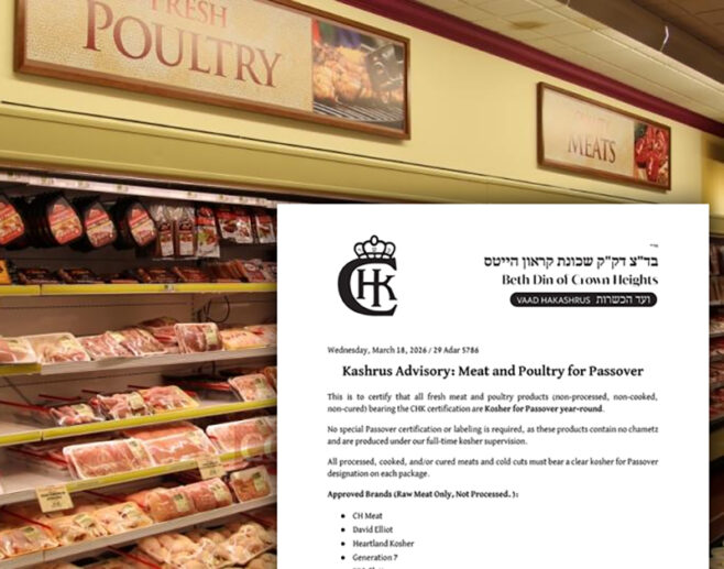CHK Issues Kashrus Advisory for Meat and Poultry Ahead of Pesach