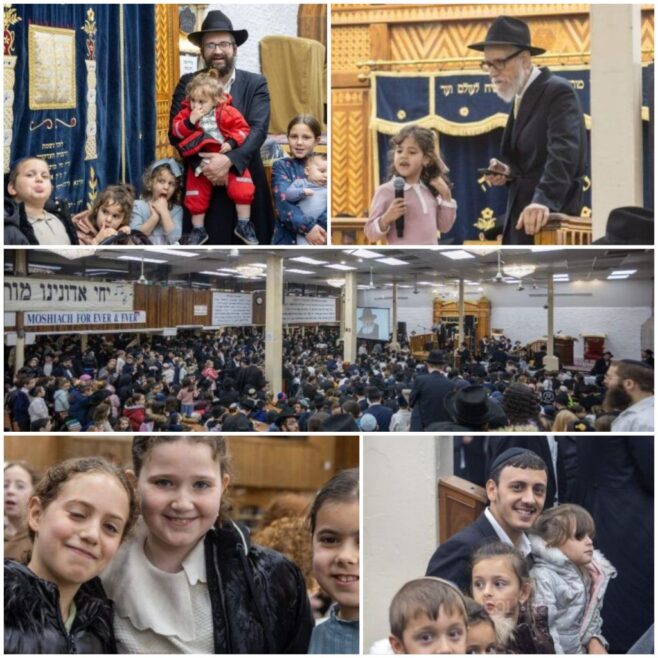 Children Gather at 770 for Pesach Rally