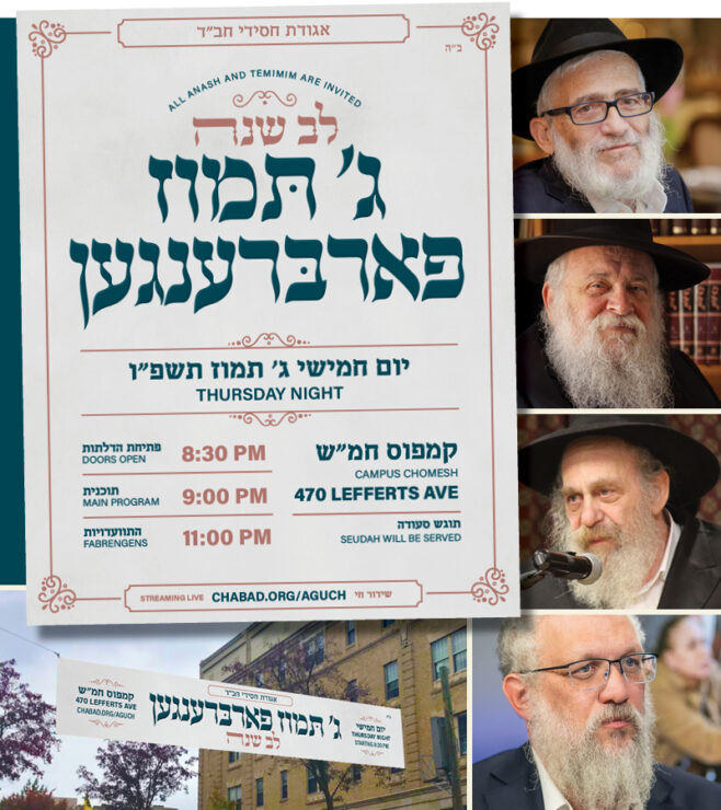 Thursday: Central Gimmel Tammuz Farbrengen