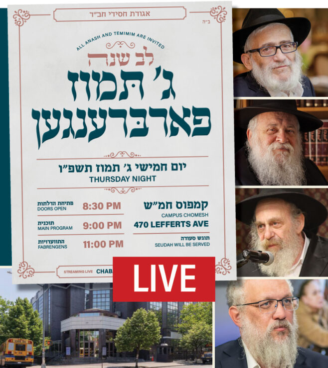 Live: Central Gimmel Tammuz Farbrengen