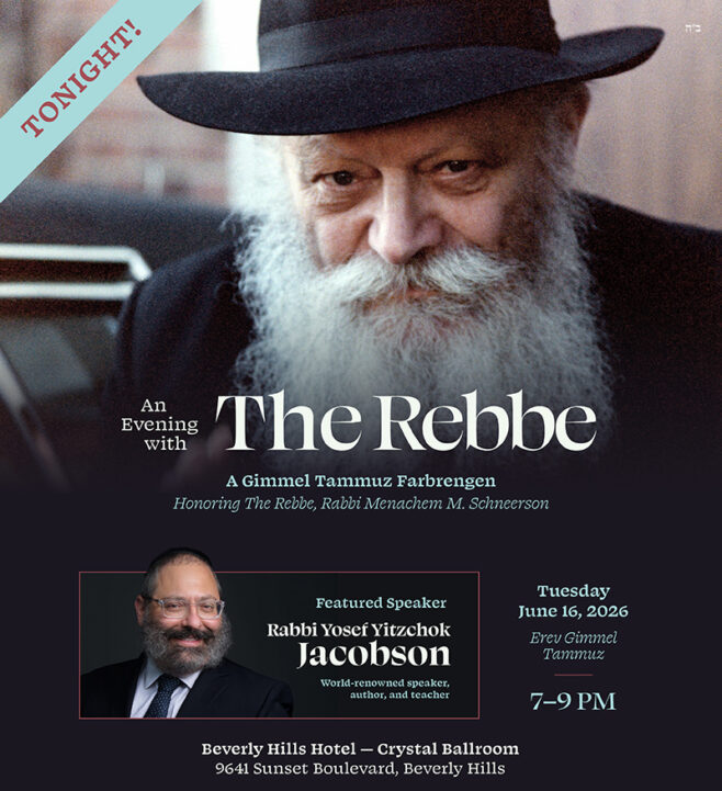 Live: ‘Evening with the Rebbe’ in Los Angeles