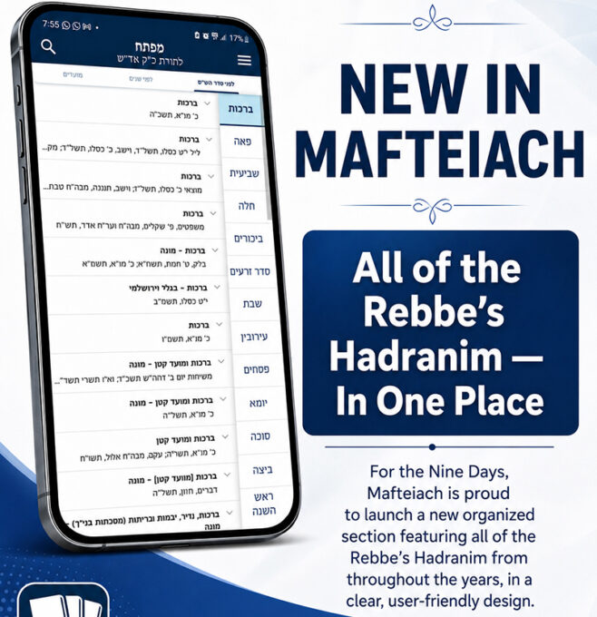 Rebbe’s Hadranim Now Searchable on Mafteiach